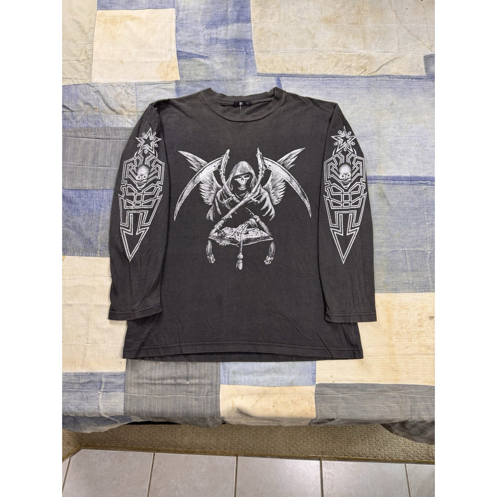 Vintage Sepultura Long Sleeve Band T Shirt Black Skull Graphic Metal Size XL