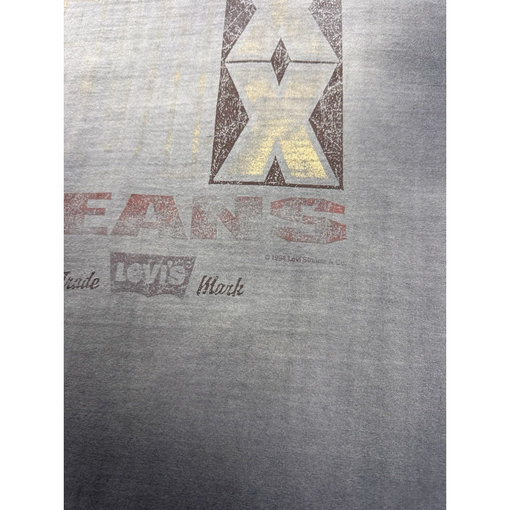 Vintage 1994 Levi's Jeans Graphic T Shirt USA Faded Gray Single Stitch XL Faded