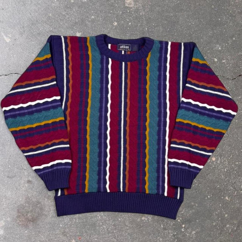 1990s Atlas Multicolor Striped Sweater | M