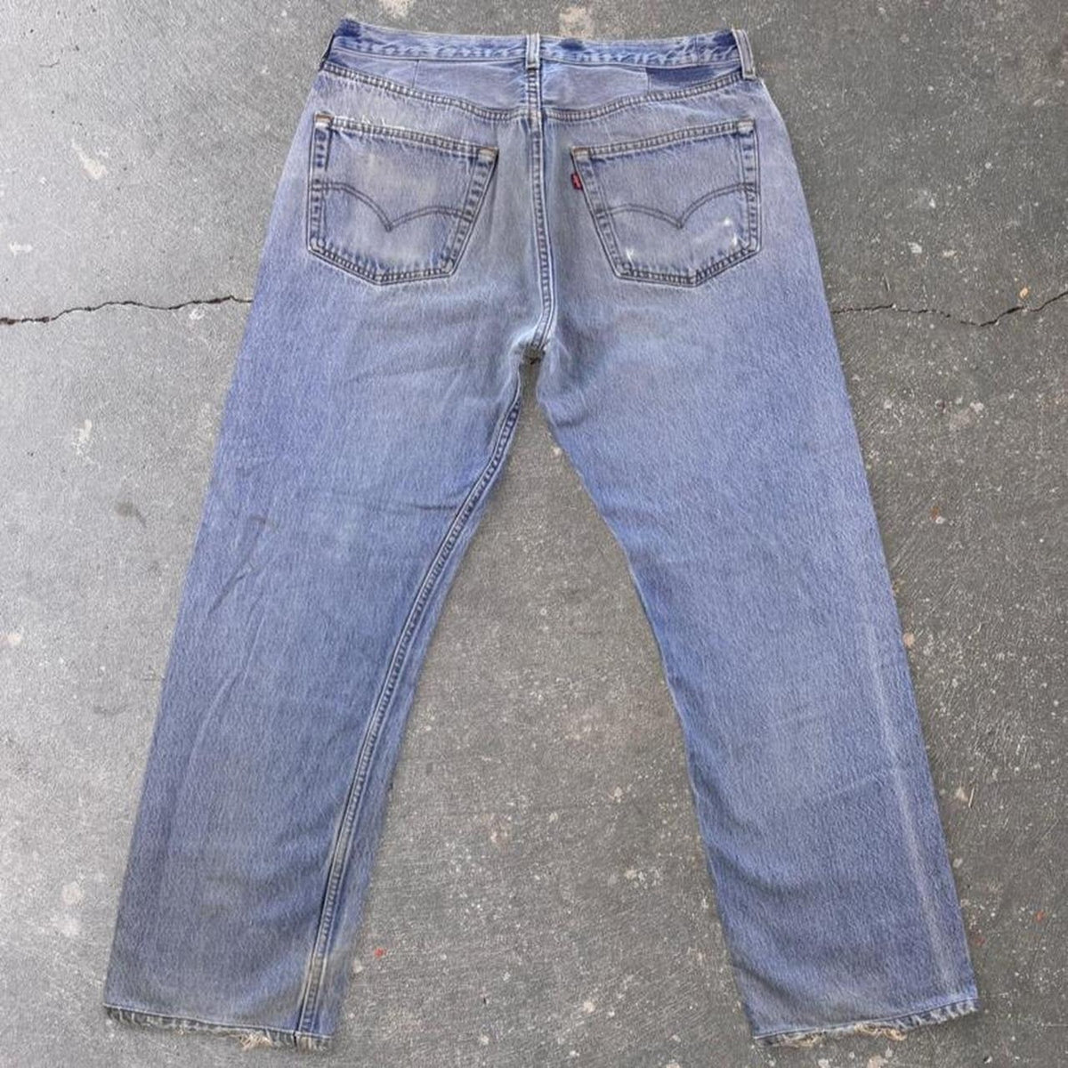 Levi's 505 Light Wash Distressed Straight Leg Jeans | 33 x 29