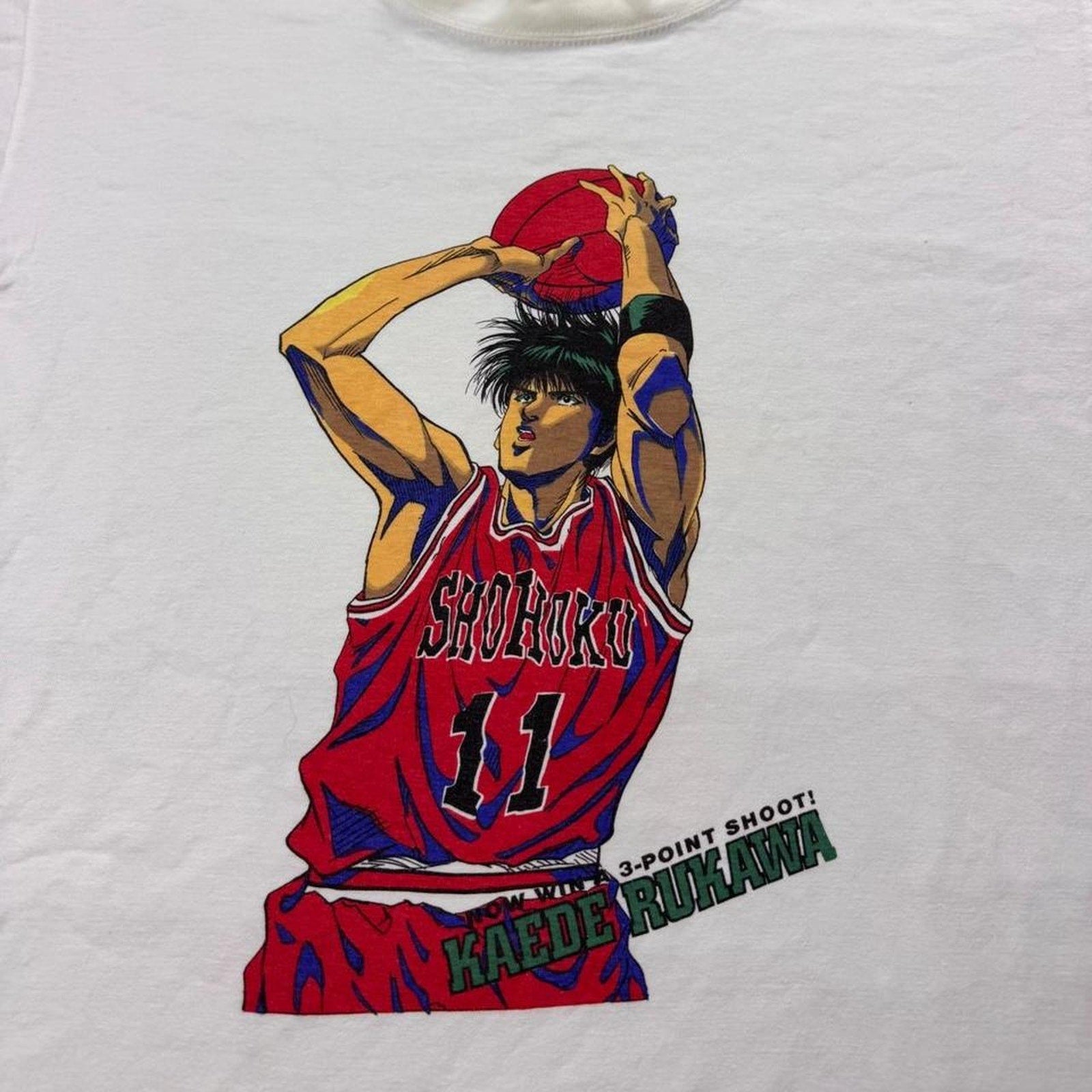 1990s Slam Dunk Kaede Rukawa Basketball Anime Tee | Large