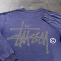 90’s Vintage Stüssy navy blue long sleeve shirt with gray Stüssy logo Size XL