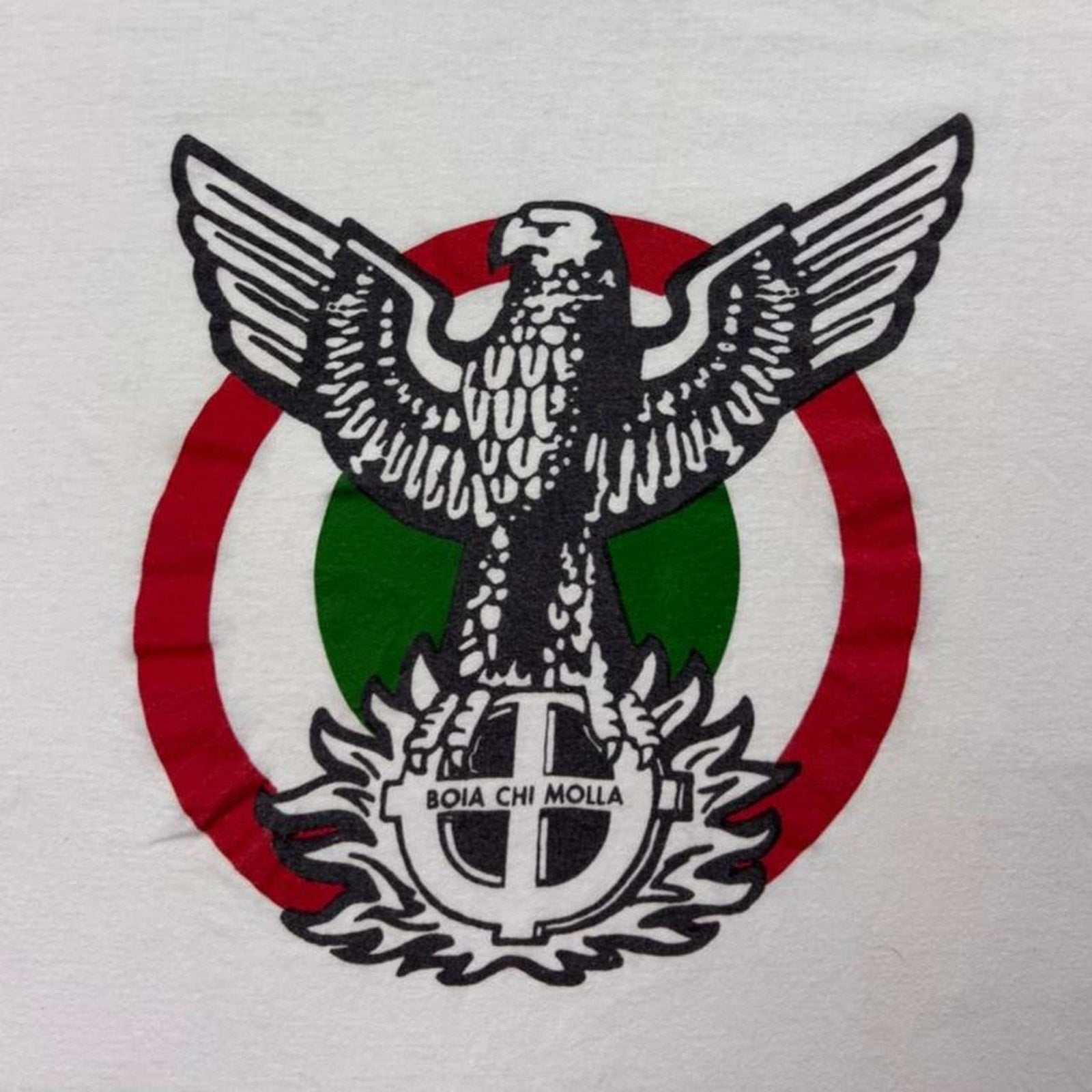 1990s Italian Boia Chi Molla Eagle Political Graphic Tee | Medium