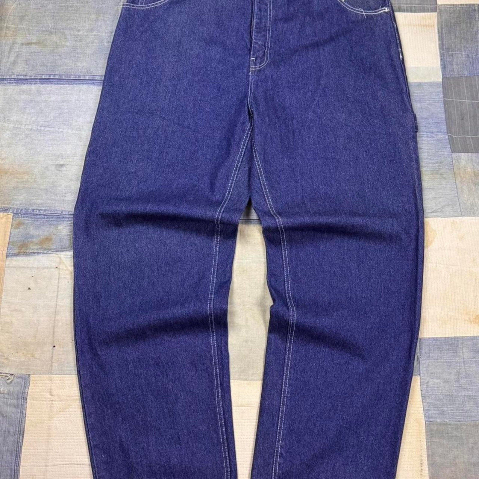 2000s Vintage wide leg Players 69 navy denim carpenter pants | 38x33