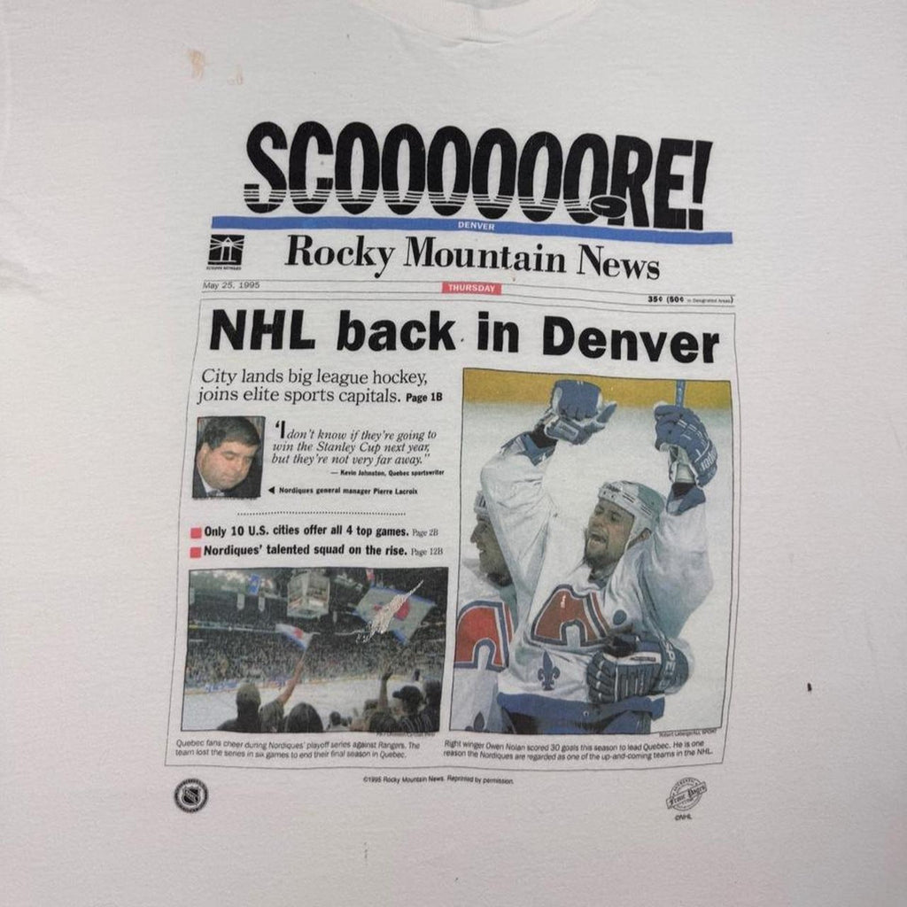 1995 Rocky Mountain News NHL Back In Denver Tee | XL