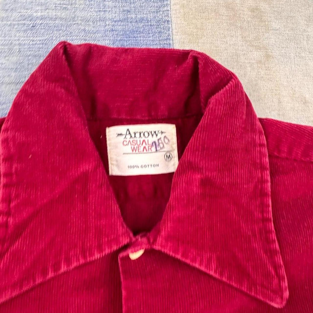 1960s Arrow Casual Wear Red Corduroy Button-Up Shirt | Medium