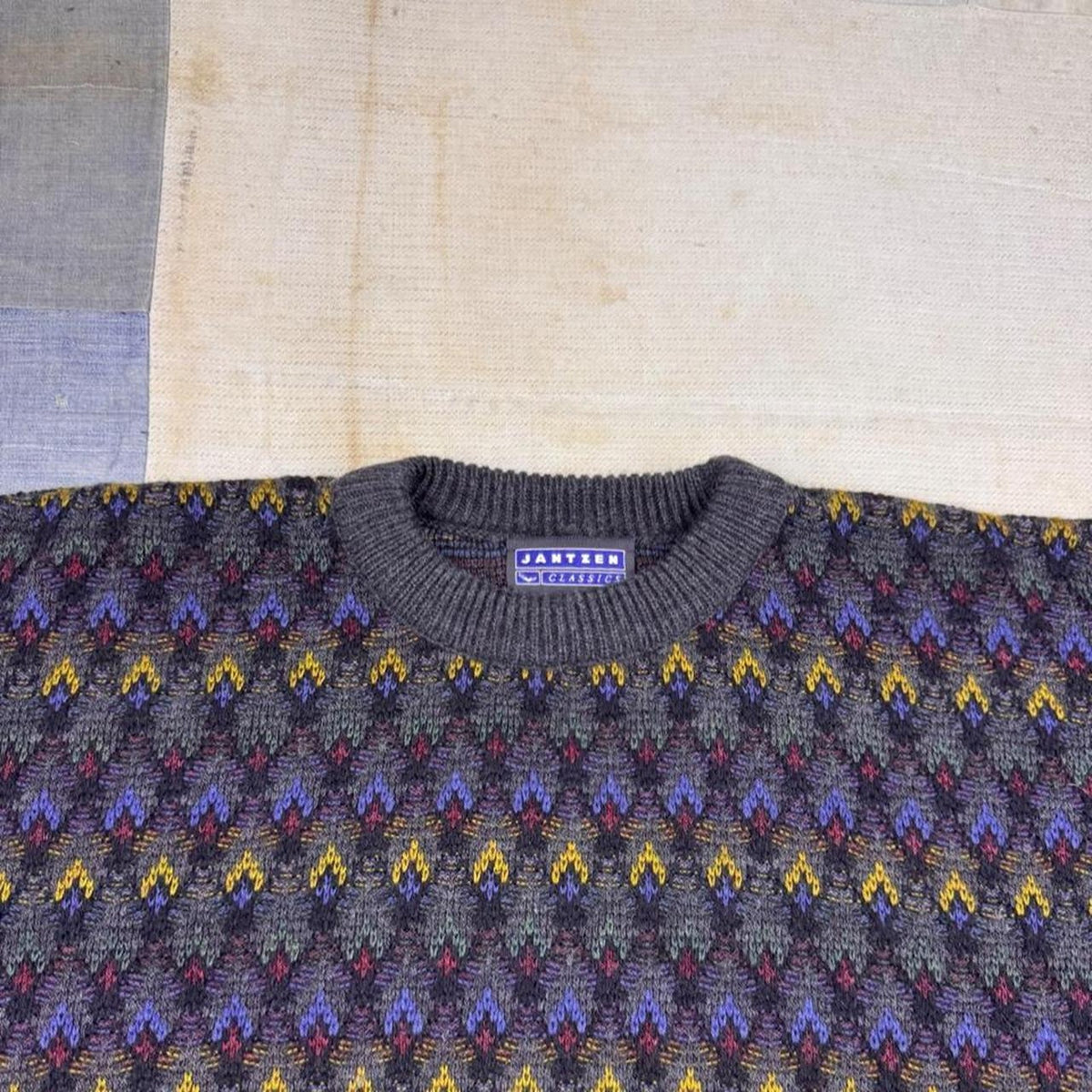 1990s Jantzen Classics Geometric Knit Grandpa Sweater | Large