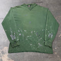 1990s Signal Sports forest green paint splatter longsleeve | XL