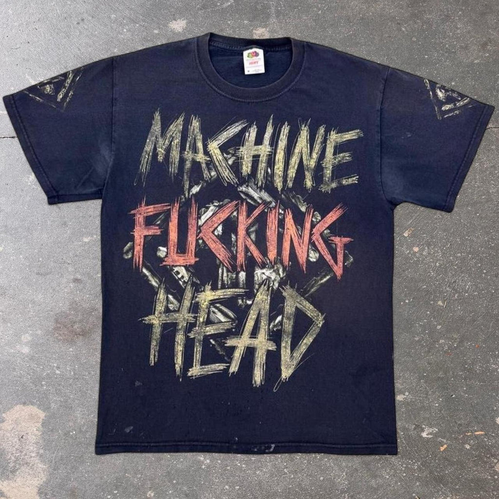 2000s Machine Head Metal Band Distressed Black Graphic Tee | Medium
