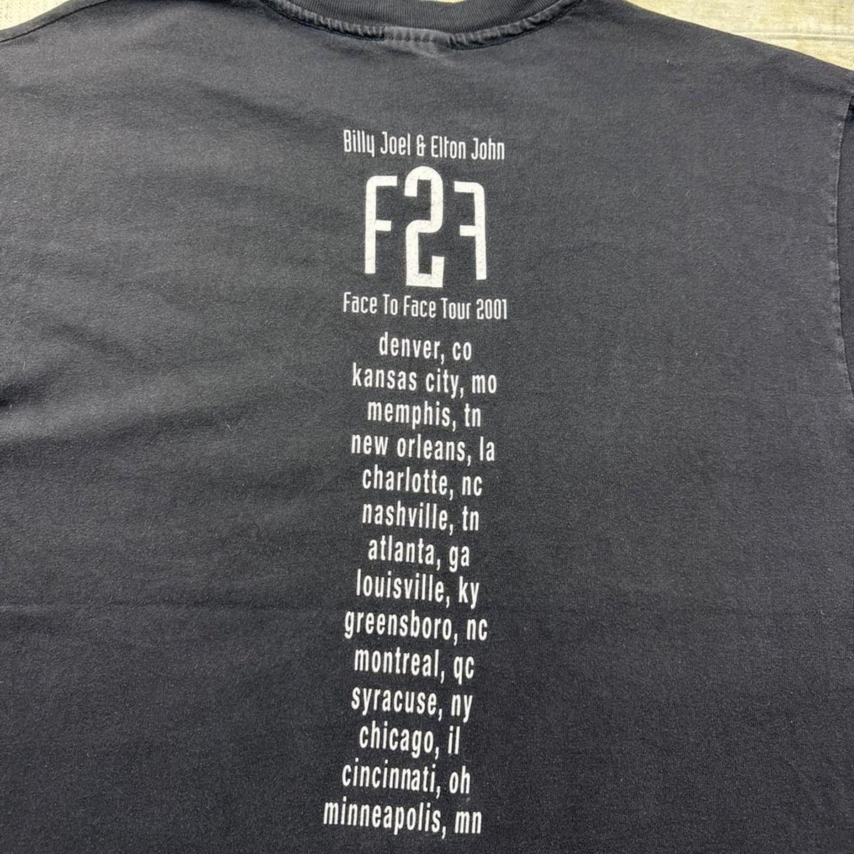 2001 Billy Joel & Elton John Face 2 Face Tour Tee | Large