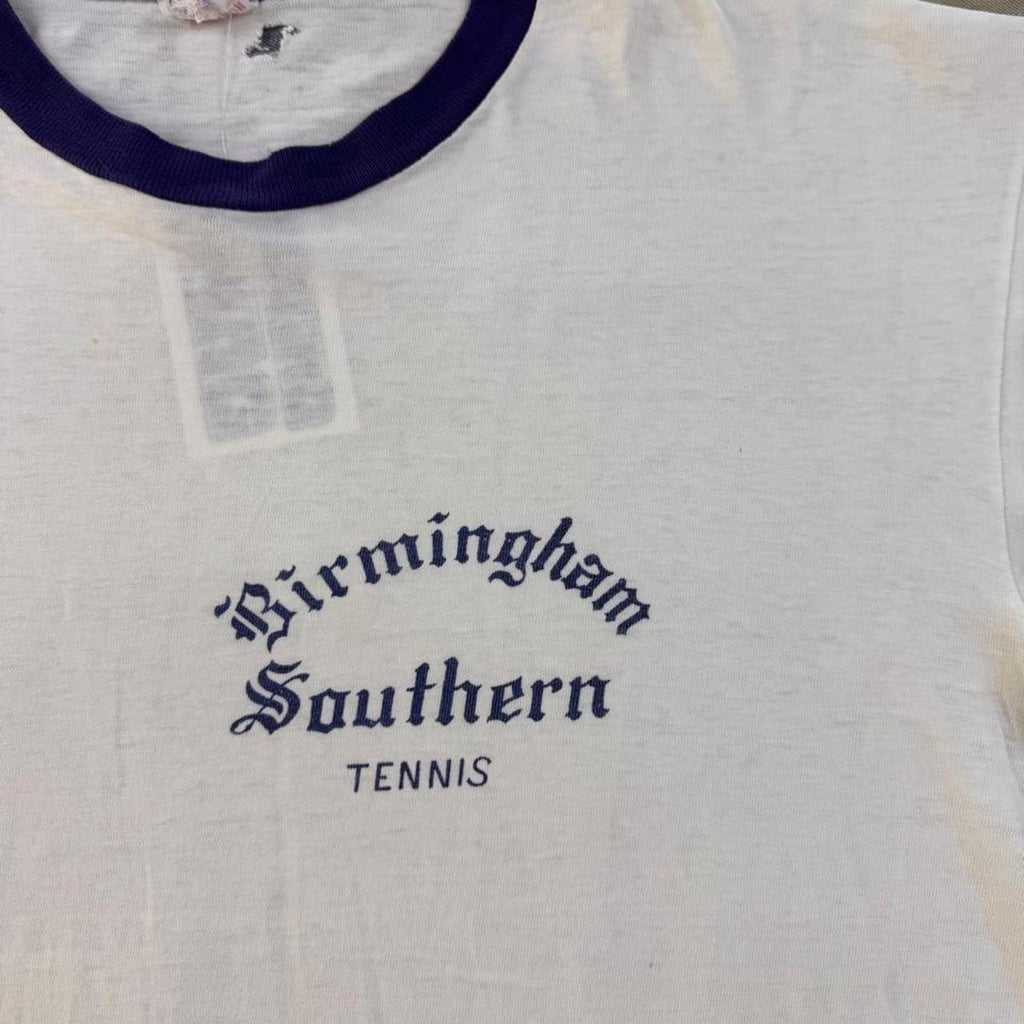 1960s Champion Running Man Birmingham-Southern Tennis Ringer Tee | Medium