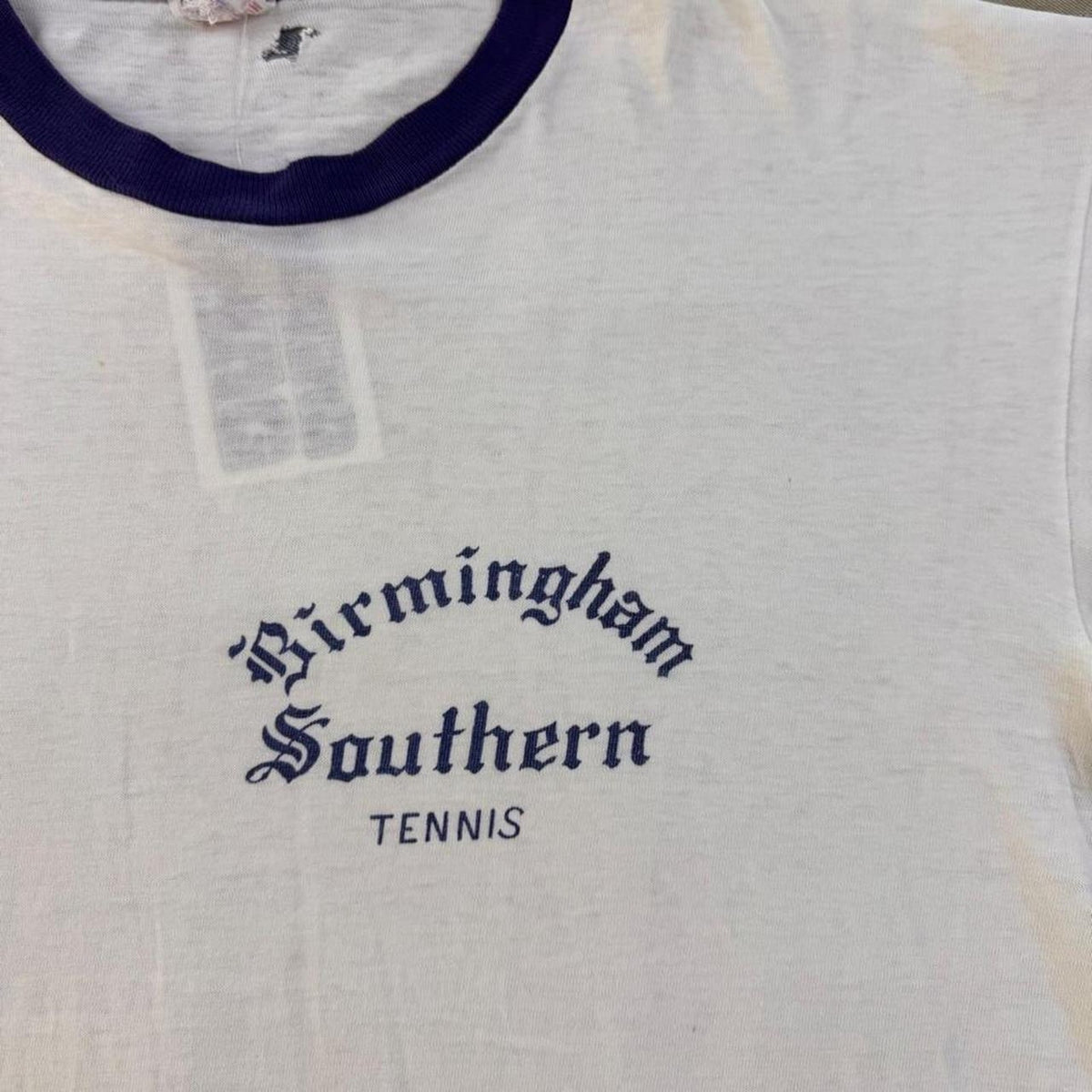 1960s Champion Running Man Birmingham-Southern Tennis Ringer Tee | Medium