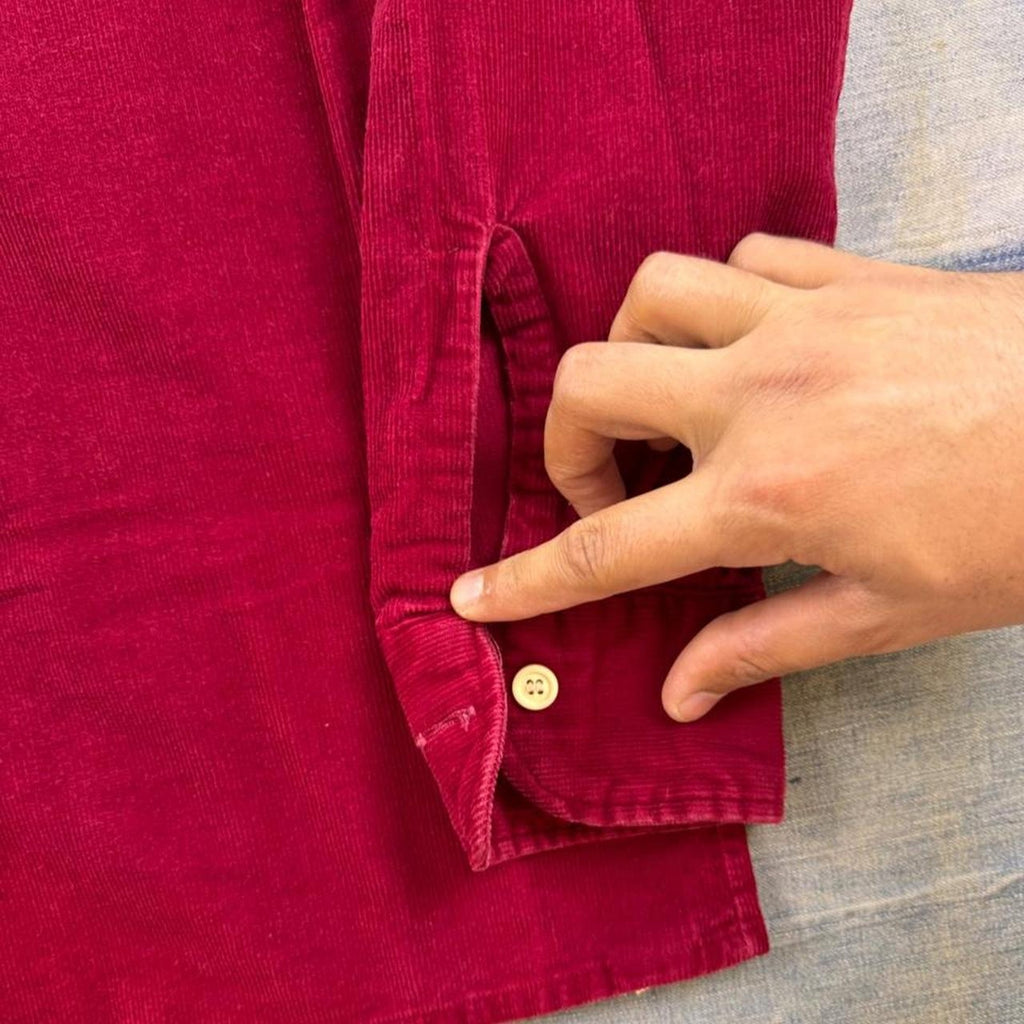 1960s Arrow Casual Wear Red Corduroy Button-Up Shirt | Medium