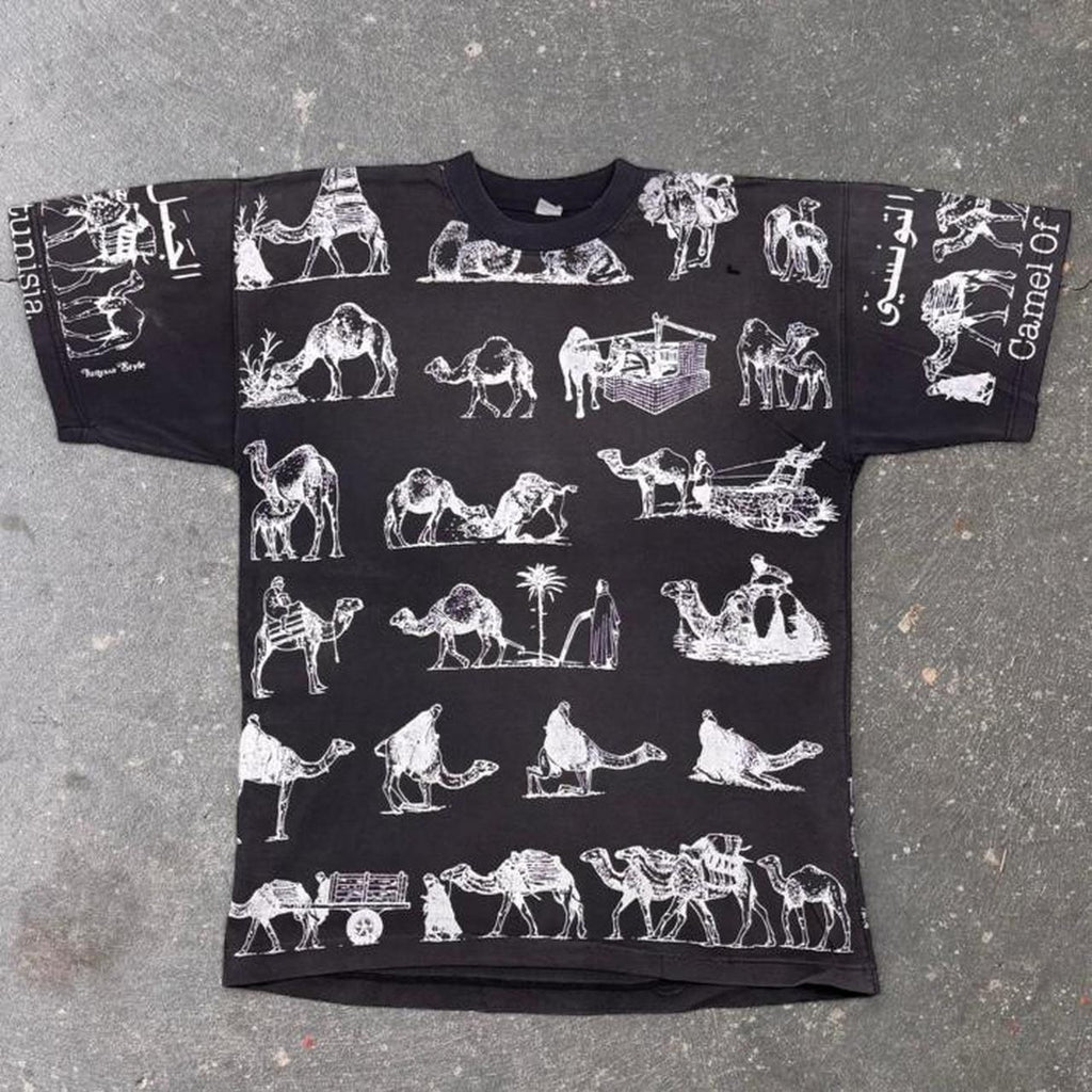 1990s Tunisia Camel All Over Print Tee | L