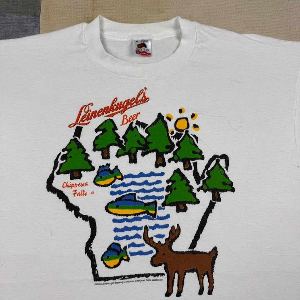 1990s Leinenkugel's Beer Wisconsin Map Tee | XL