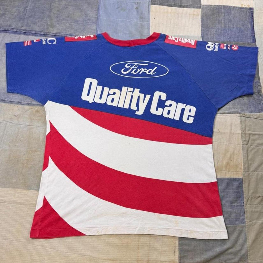 1990s Dale Jarrett Quality Care Ford NASCAR All Over Print Tee | XL
