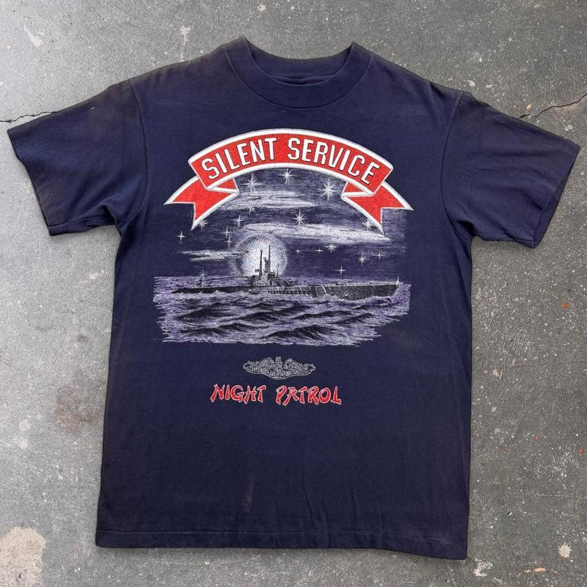 1990s US Navy Silent Service Night Patrol Submarine Tee | Medium