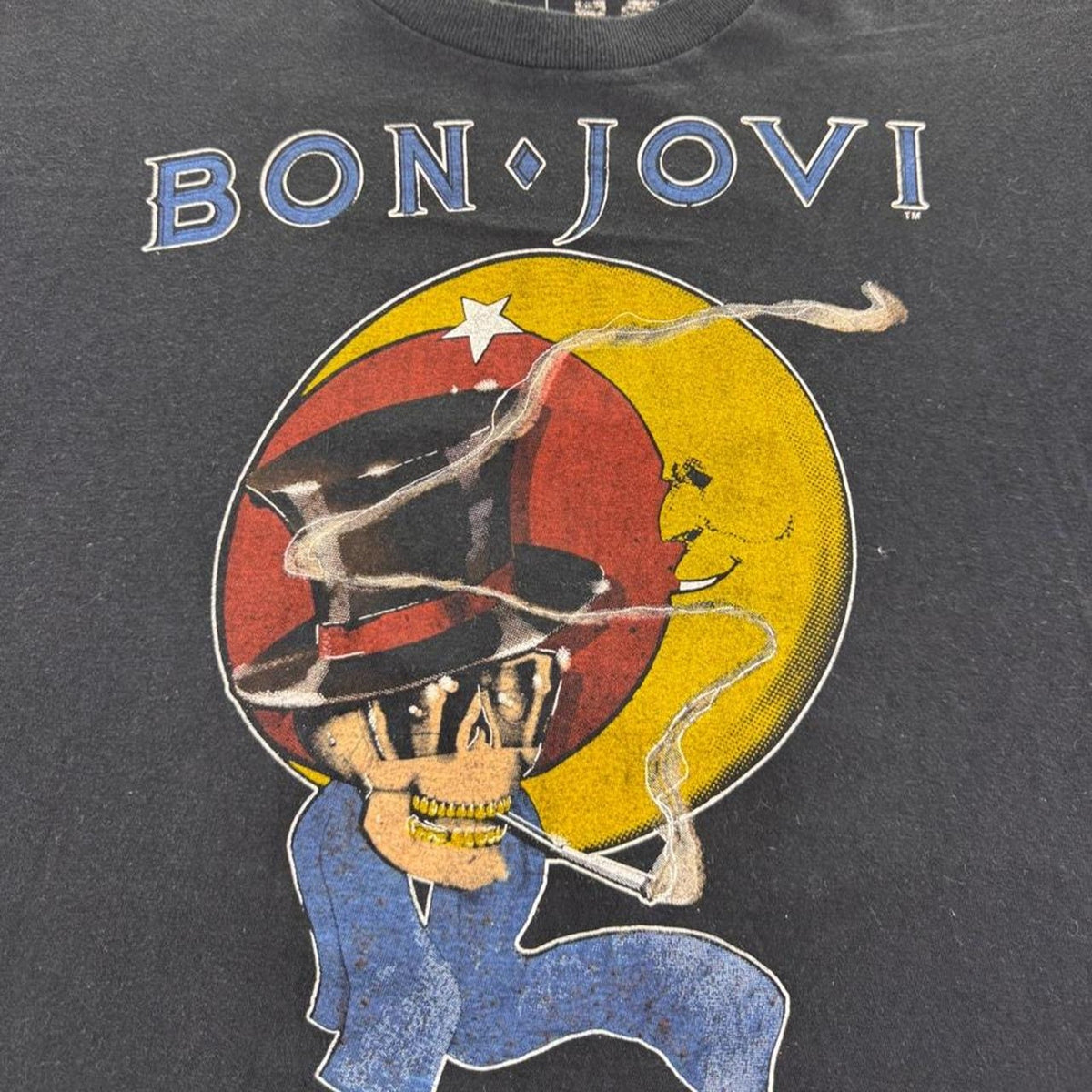 1980s Bon Jovi Rocks Your Ass Off Band Tee | Large