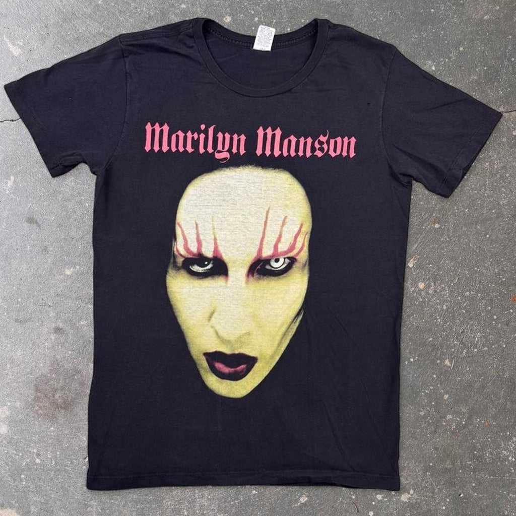 2000s Marilyn Manson Face Portrait Paradise Gothic Rock Band Tee | Medium