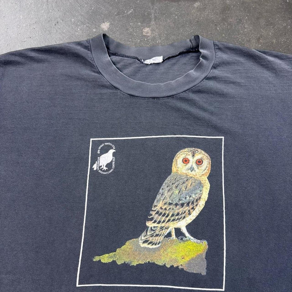 Vintage 90s International Birdwatching Center Owl Graphic Tee | XL