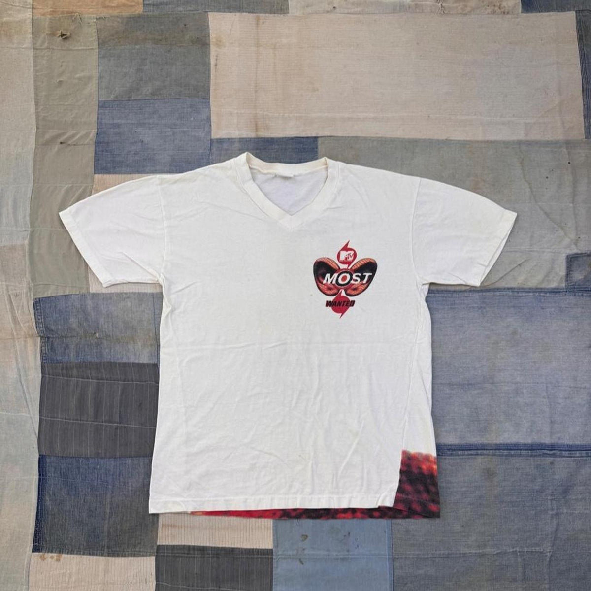 1990s MTV Most Wanted All Over Print Graphic Tee | Large