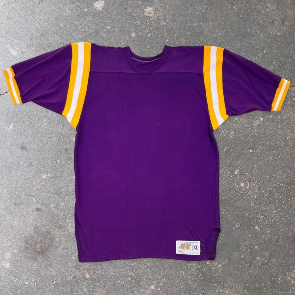 1970s Russell Athletic Purple Gold Football Jersey Tee Made in USA XL