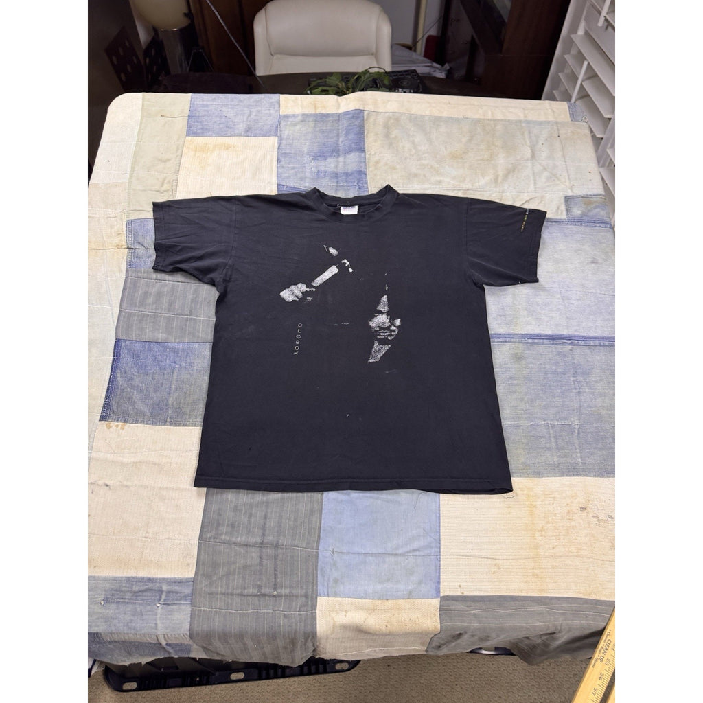 Vintage Oldboy Graphic T Shirt Tartan Asia Movie Promo Black Single Stitch SZ M