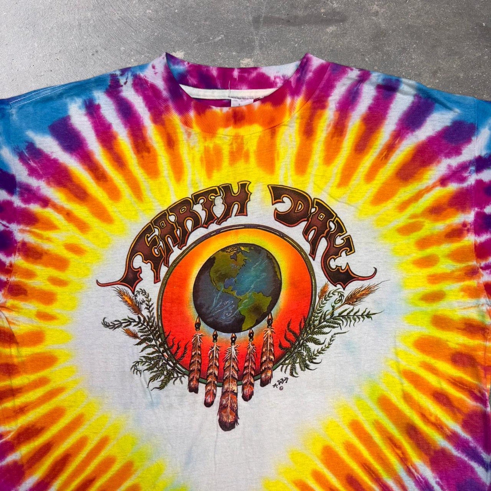 1990s Earth Day tie-dye tee | Large