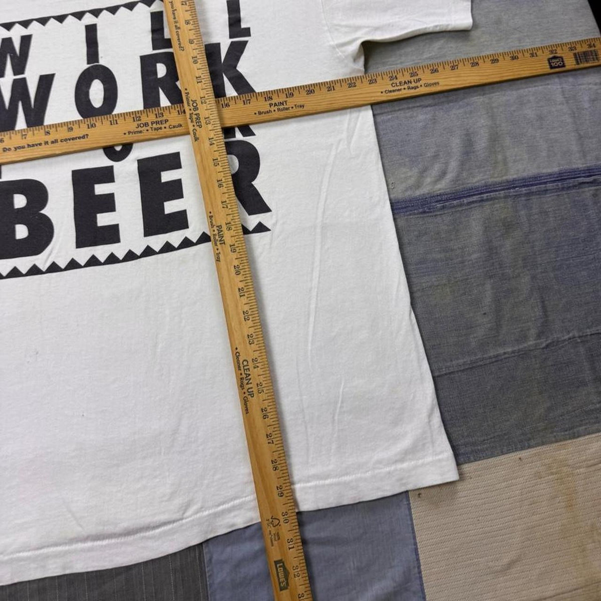 1990s Will Work For Beer Funny Graphic Tee | XL