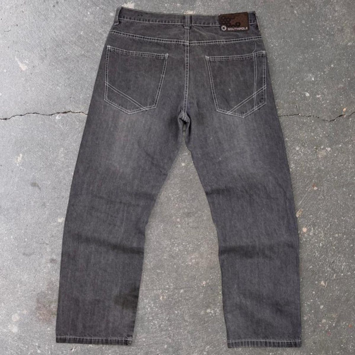 2000s Southpole Grey Wash Baggy Jeans Contrast Stitch | 34 x 30.5