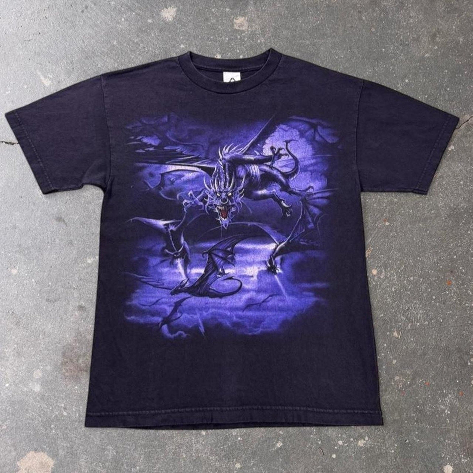 2000s Alstyle Purple Dragon Fantasy Graphic Tee | Medium
