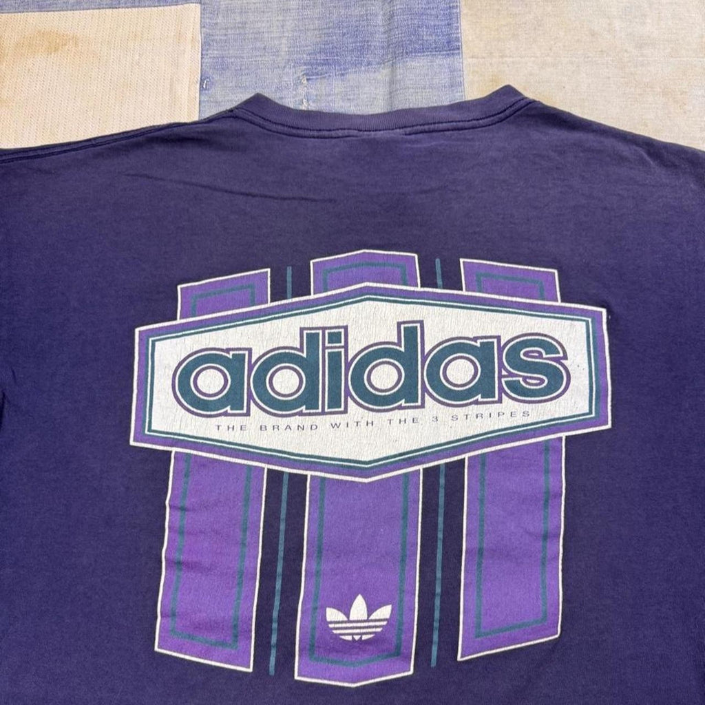 1990s Adidas Double-Sided Abstract Logo Graphic Tee | Large