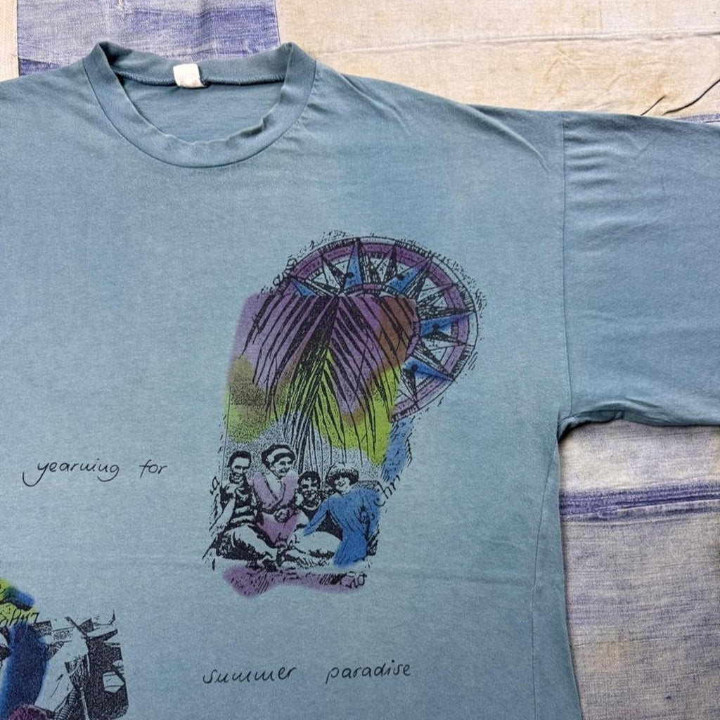1980s Yearning for Summer Paradise Abstract Graphic Tee | Large