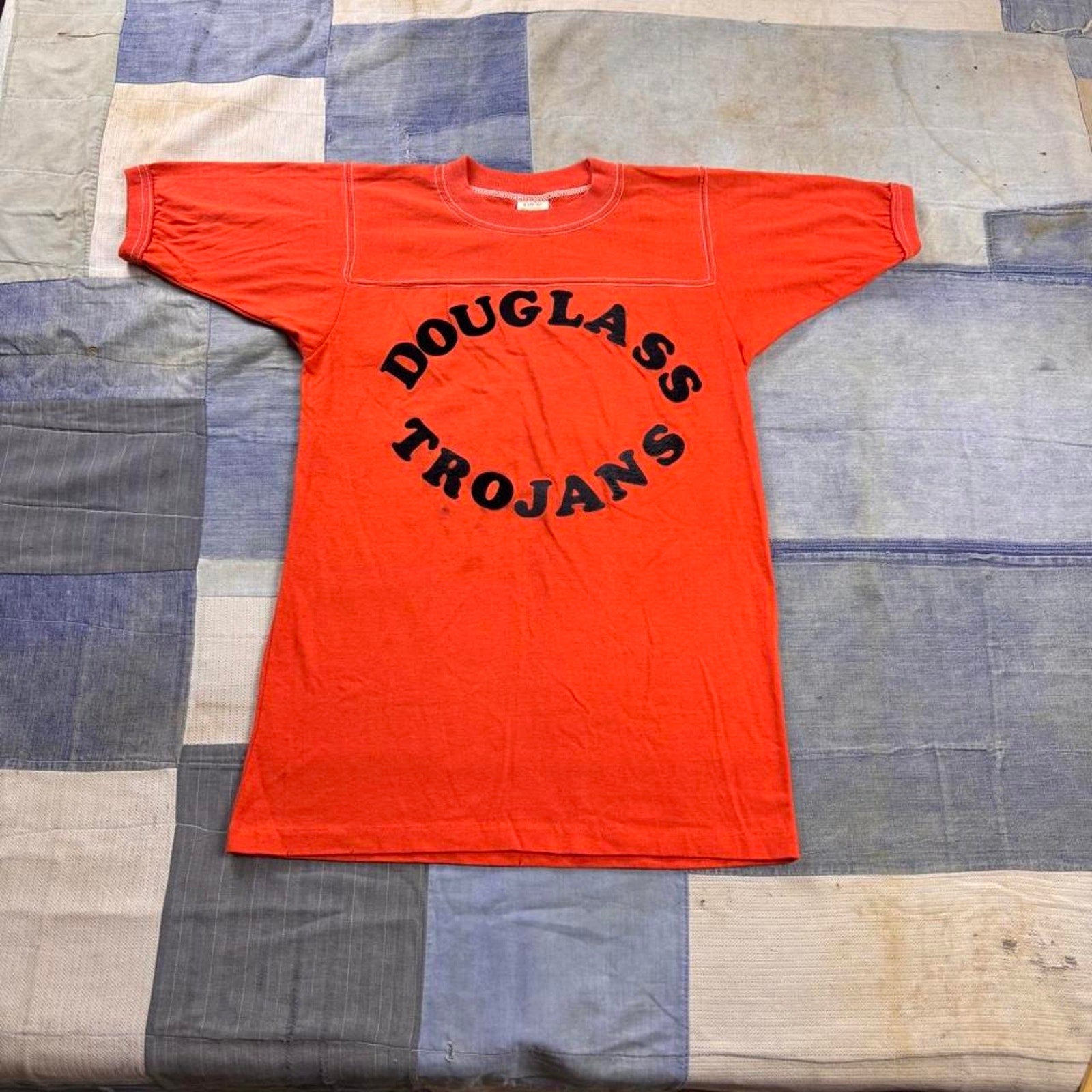 1970s bantams douglass trojans orange tee | Small