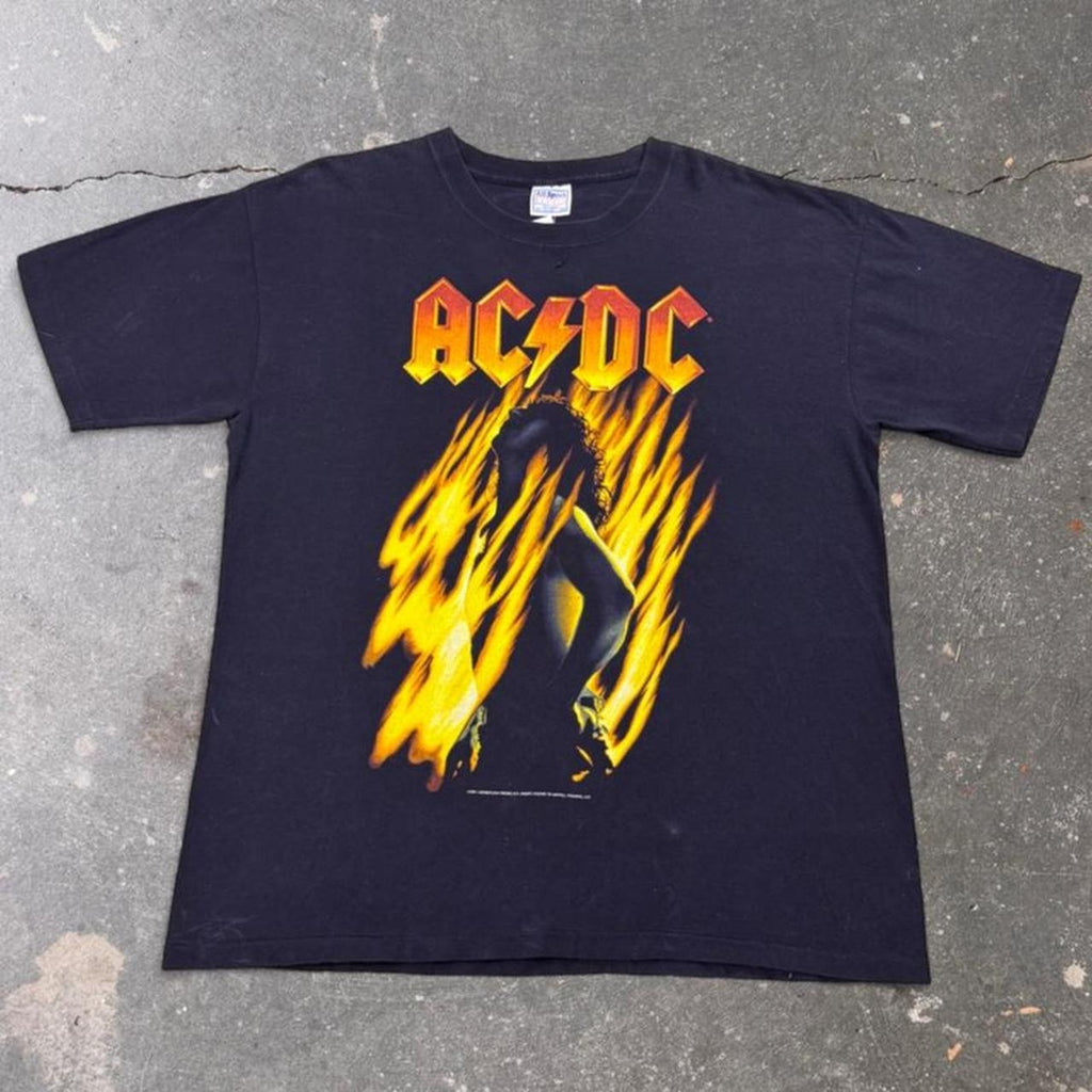 2001 AC/DC Bonfire Flame Graphic Band Tee | XL