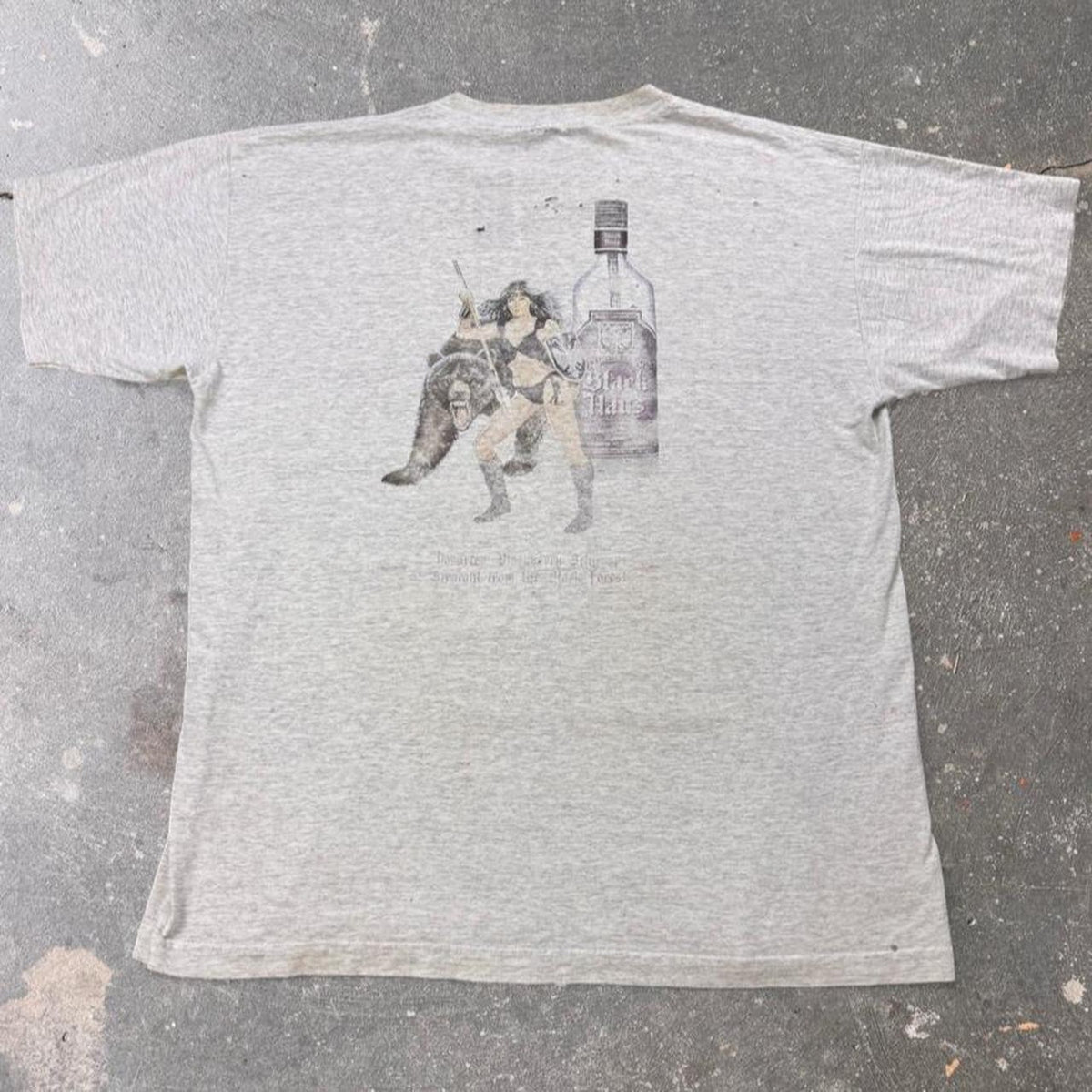 1990s Black Haus Blackberry Schnapps Warrior Bear Graphic Tee | XL