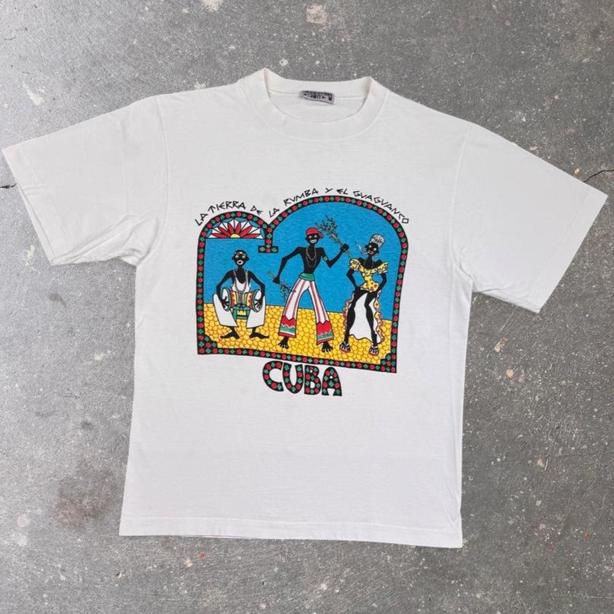 1990s Cuba Rumba Folk Art Tourist Tee | M