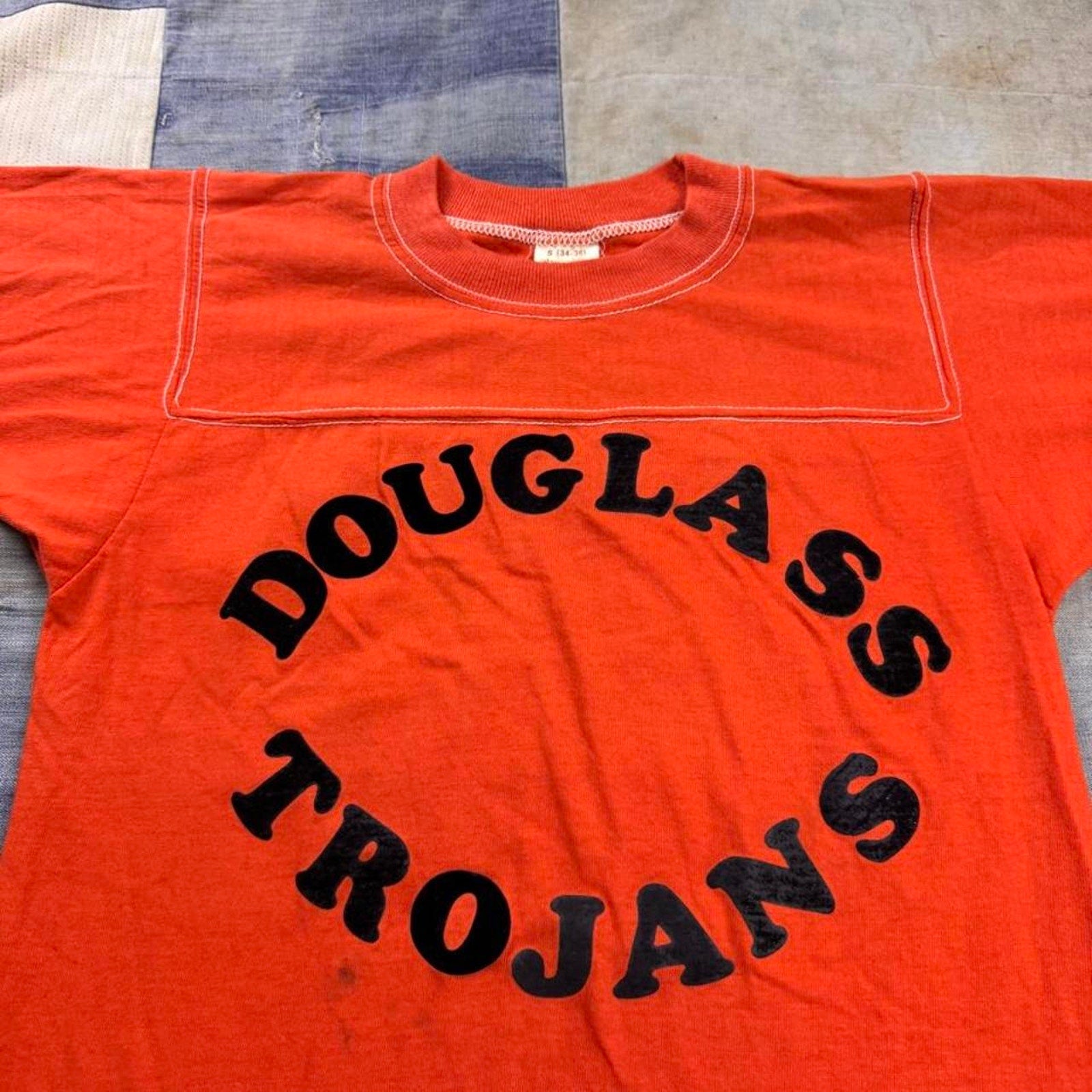 1970s bantams douglass trojans orange tee | Small