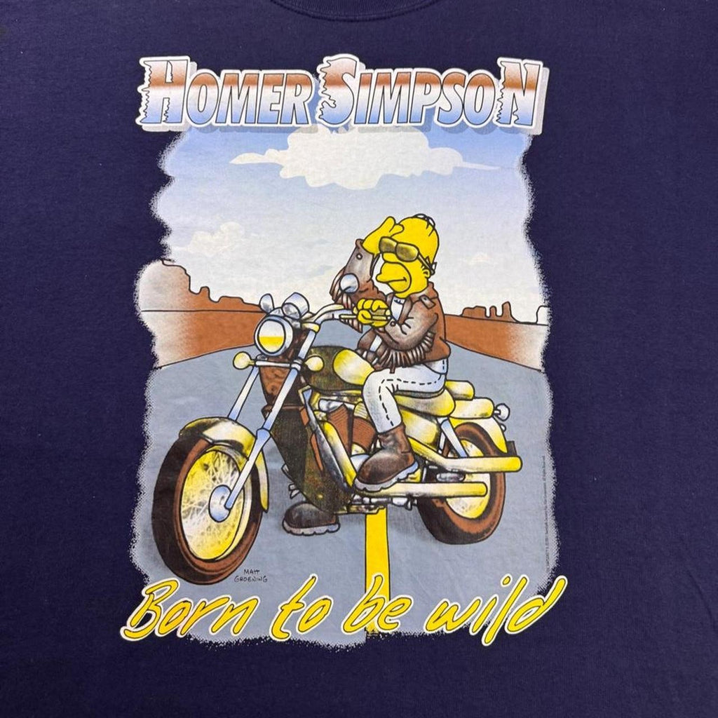 2001 The Simpsons Homer Simpson Born to Be Wild Motorcycle Tee | XXL