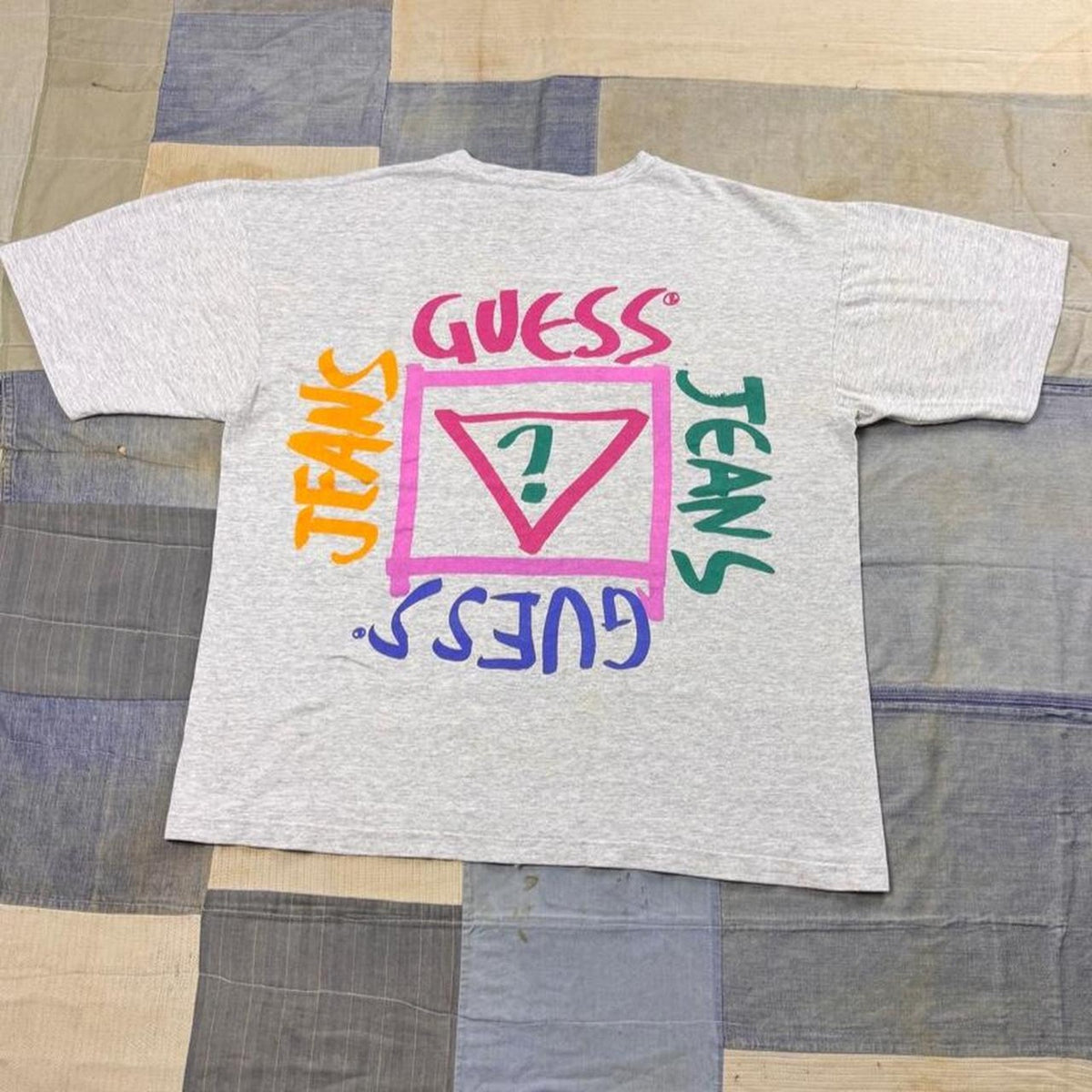 1990s Guess Jeans Colorful Double-Sided Logo Tee | One Size