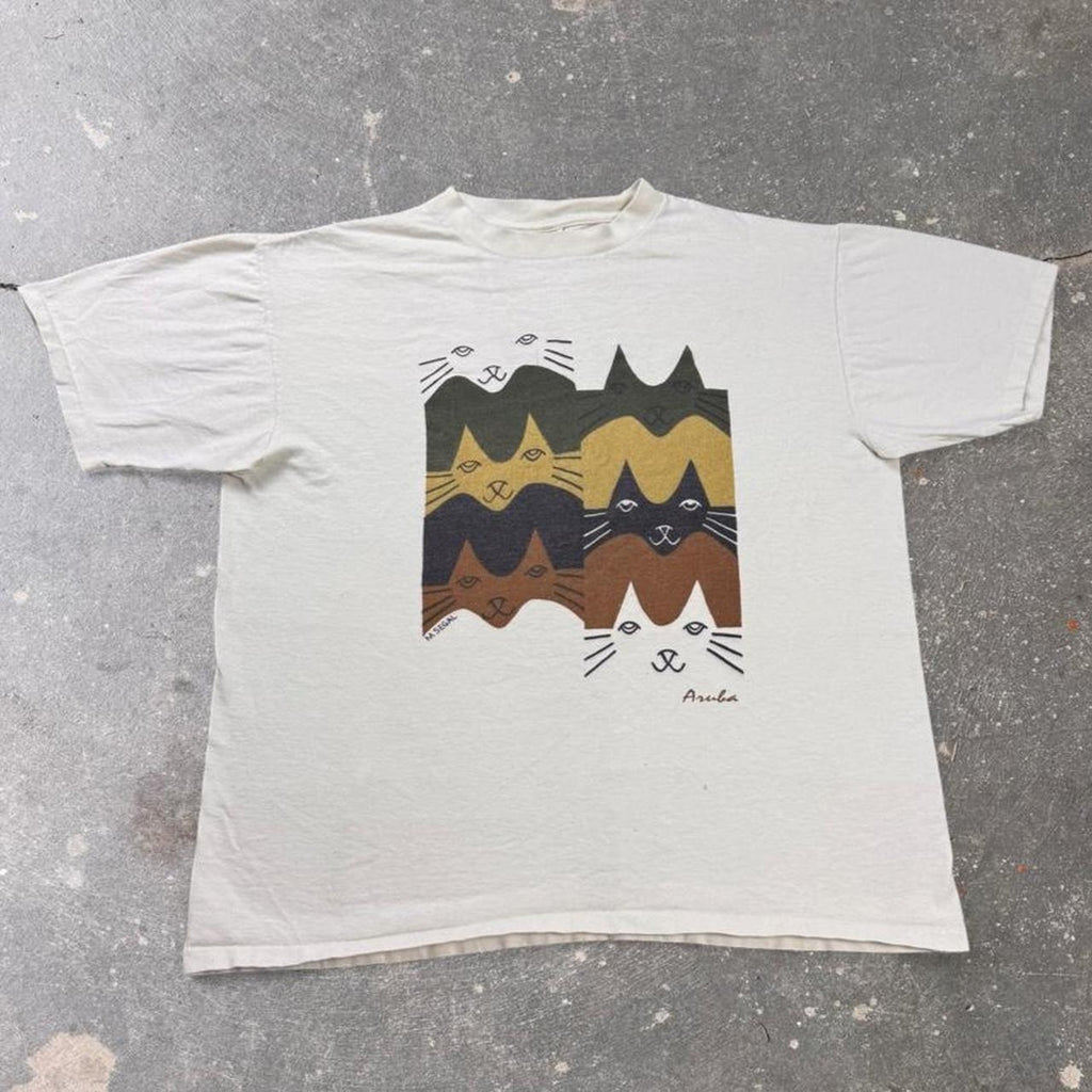1990s M. Segal Aruba Cat Art Tee | Large