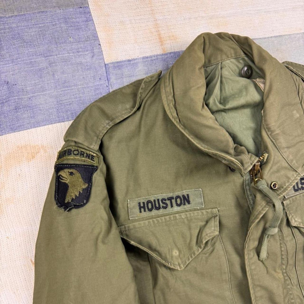 1972 Vietnam Era US Army M-65 Field Jacket 101st Airborne Houston Patched | Small Regular