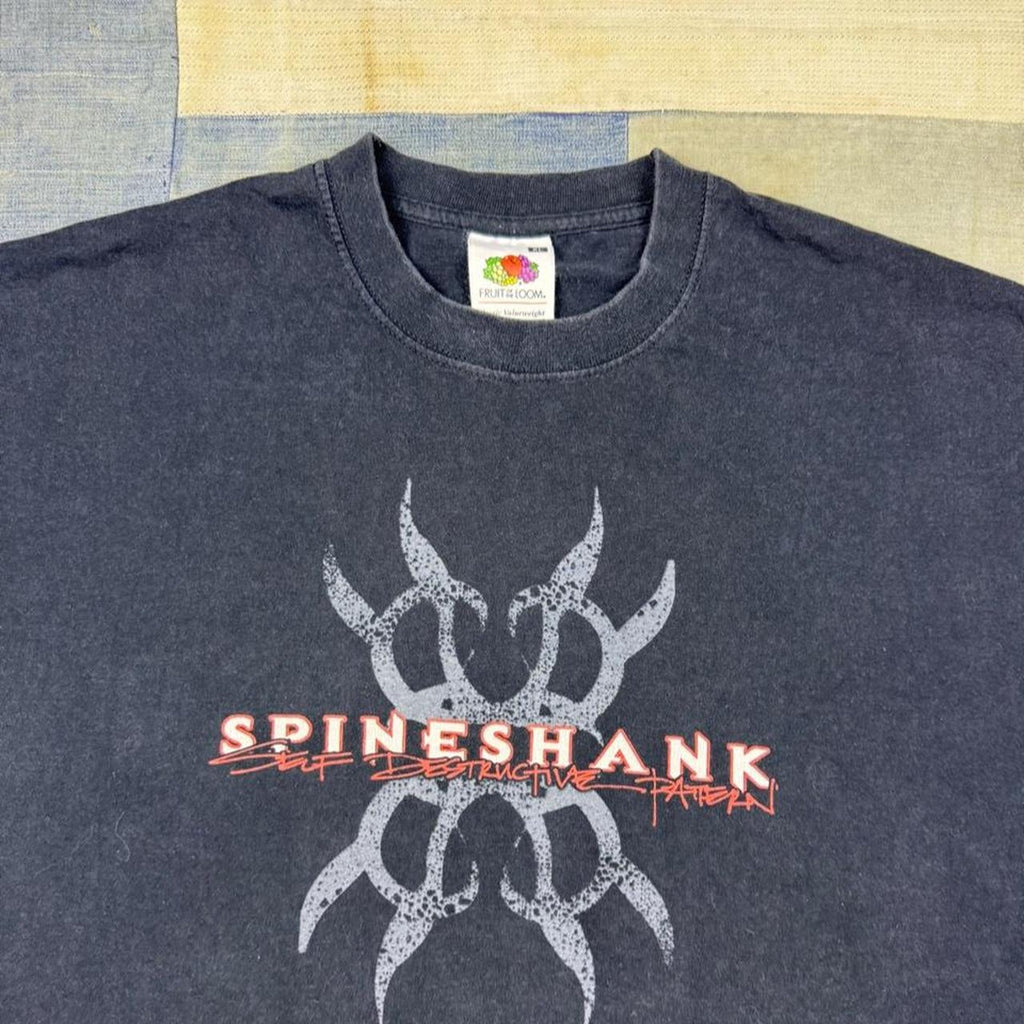 2000s Spineshank Self-Destructive Pattern Band Tee Black | XL