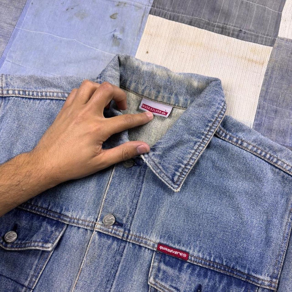 Vintage 1990s Quiksilver Selvedge Denim Trucker Jacket | XL