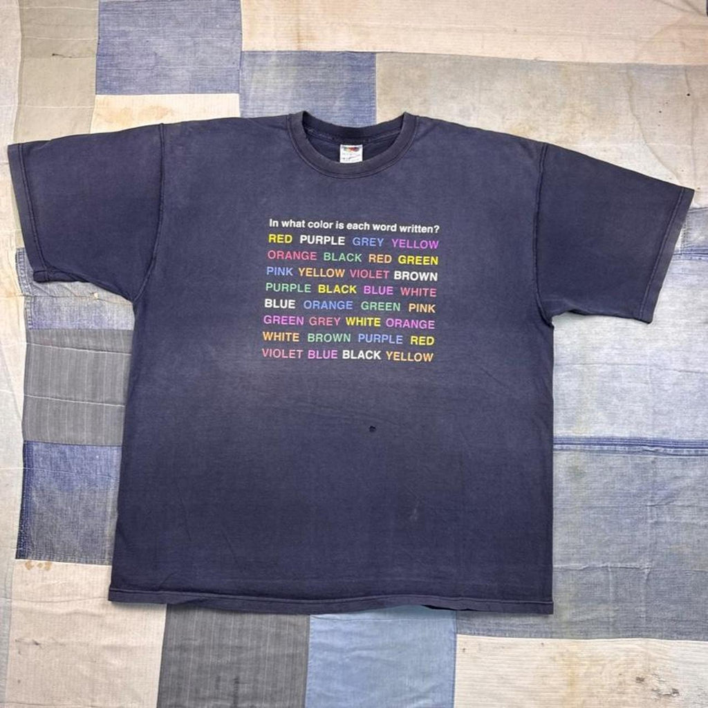 1990s Fruit of the Loom Color Word Puzzle Graphic Tee Navy | XXL