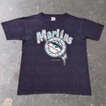 1993 Florida Marlins Henry-Aaron Crackle Print Tee | Large