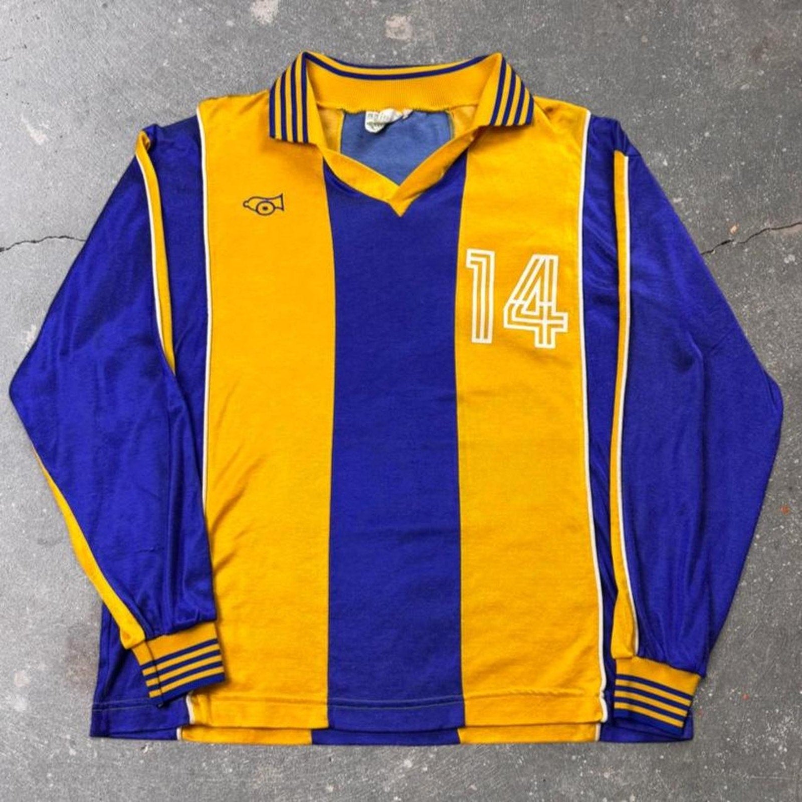 1980s Peter Green Number 14 Long Sleeve Soccer Jersey | Large