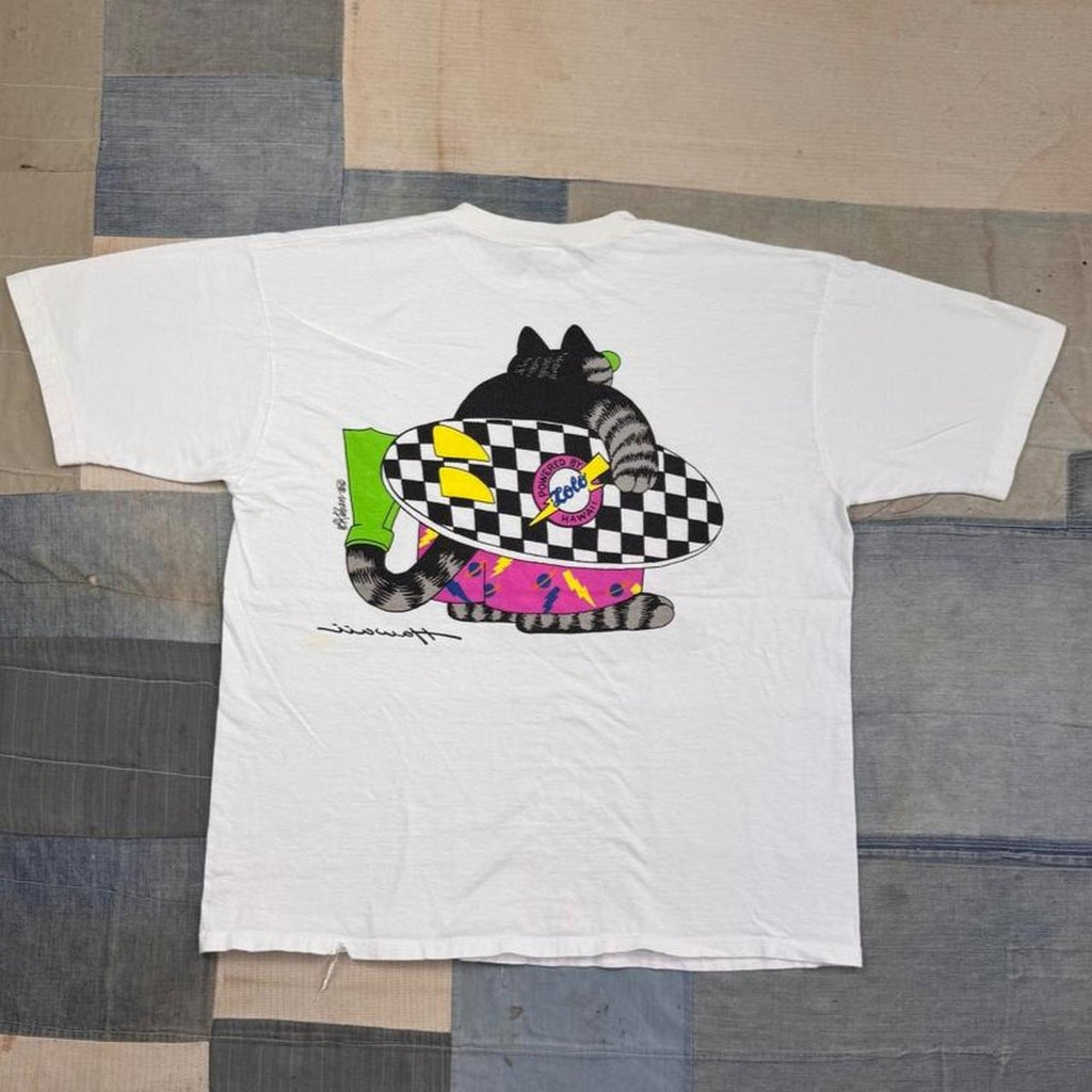1988 Kliban Cat Crazy Shirt Hawaii Surf Tee | L