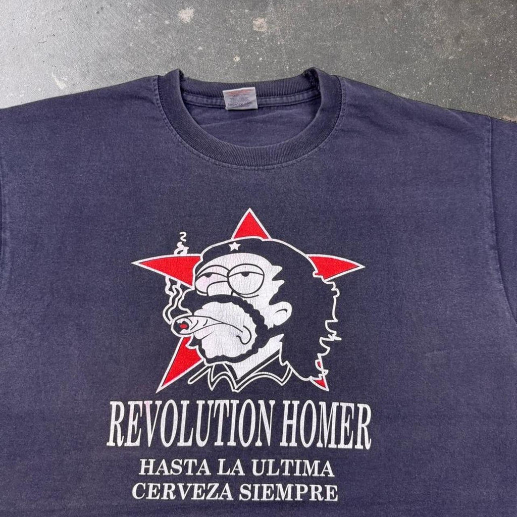 1990s Revolution Homer Che Guevara Parody Simpsons Tee | Large