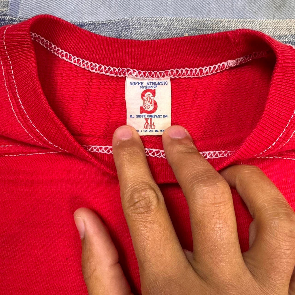 1970s Red blank Soffe tee | XL
